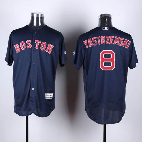 Red Sox #8 Carl Yastrzemski Navy Blue Flexbase Authentic Collection Stitched MLB Jersey - Click Image to Close